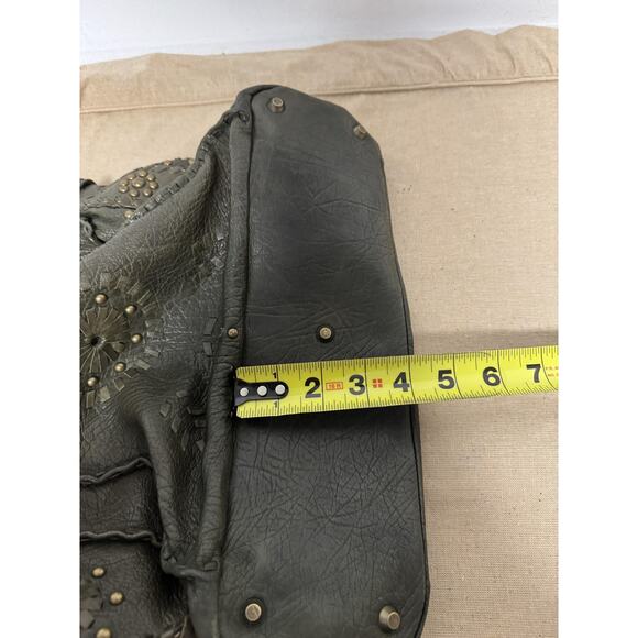 Jamie Drake Hobo Shoulder Bag Womens Olive Green Leather Drawstring Tassel Boho - Picture 14 of 14